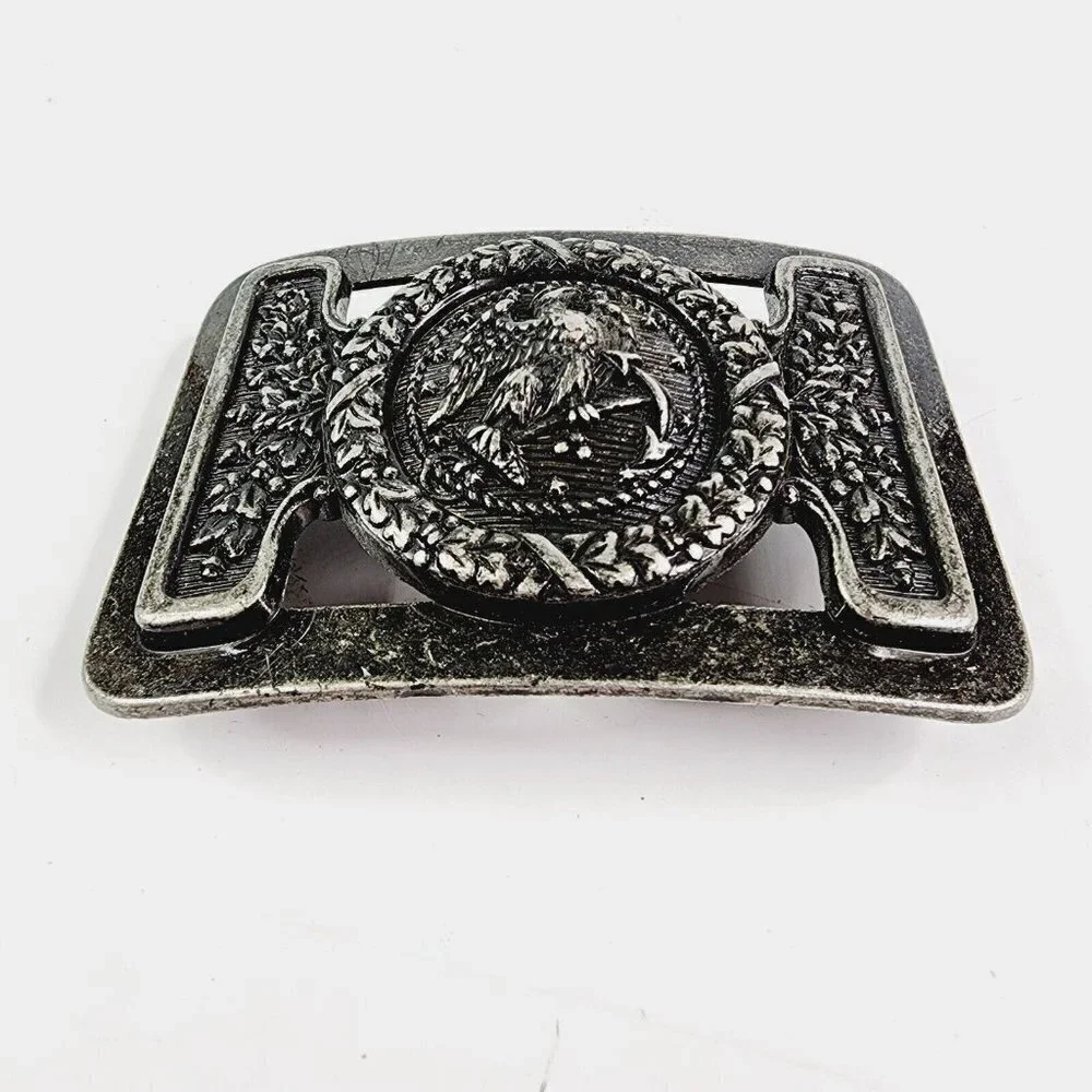 Vintage Silver Belt Buckle Western Rodeo‎ Cowboy American Eagle USA Patriotic